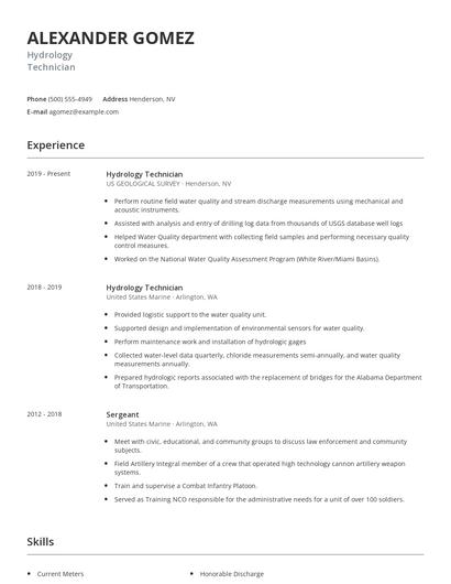 Hydrology Technician Resume