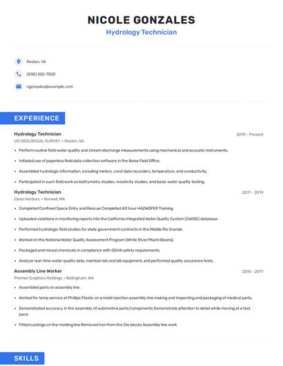 Hydrology Technician Resume