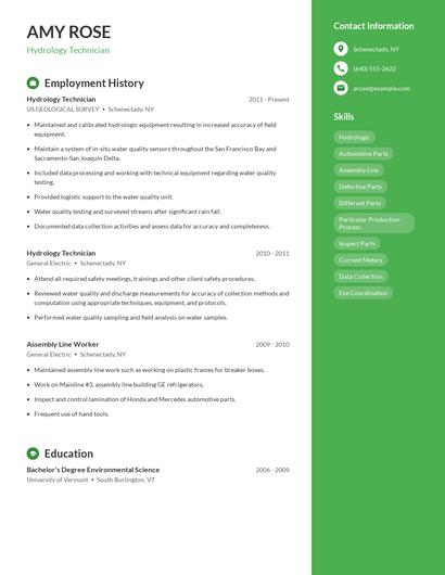Hydrology Technician Resume