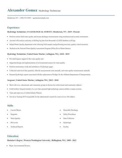 Hydrology Technician Resume