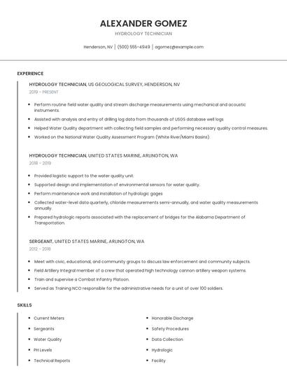 Hydrology Technician Resume