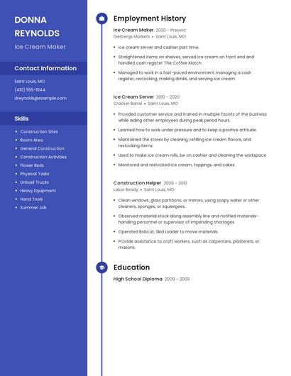 Ice Cream Maker Resume