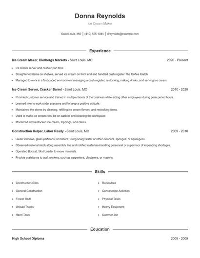 Resume example 1