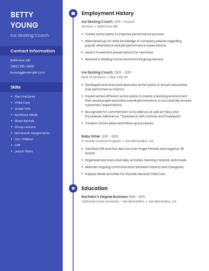 Ice Skating Coach Resume