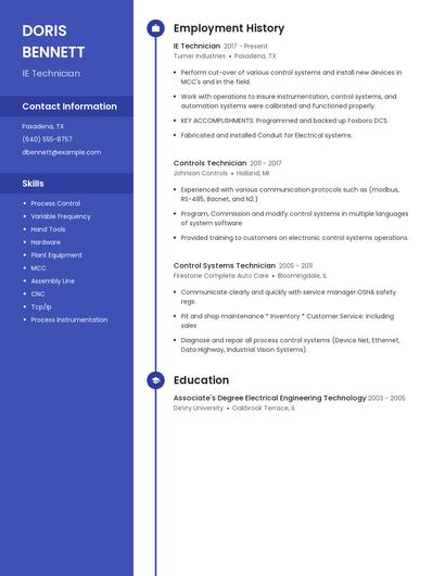 IE Technician Resume