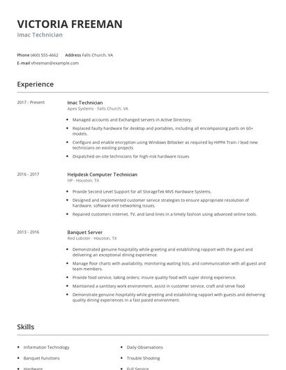 Imac Technician Resume