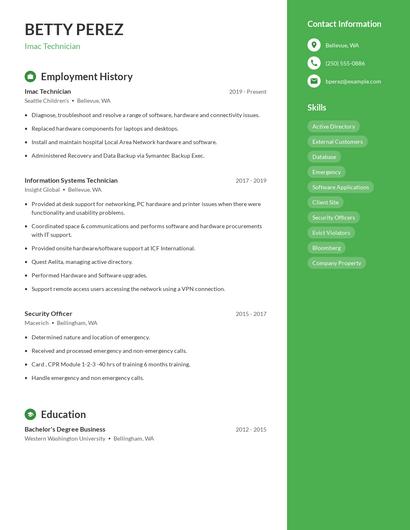 Imac Technician Resume