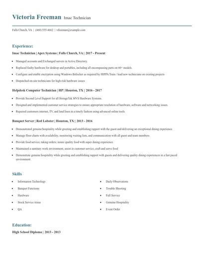 Imac Technician Resume
