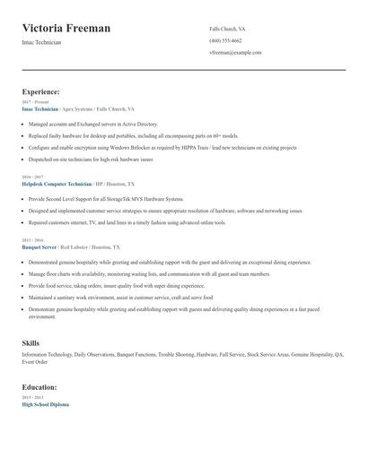 Imac Technician Resume