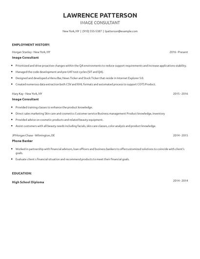 Image Consultant Resume