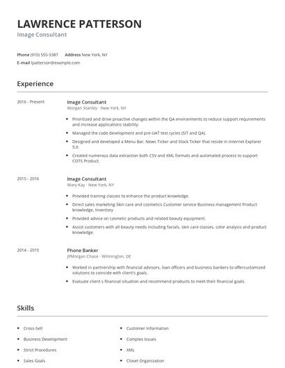 Image Consultant Resume