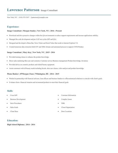 Image Consultant Resume
