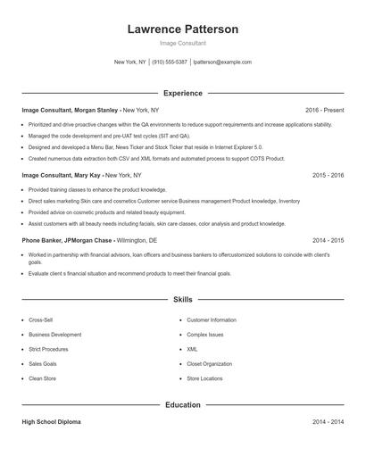 Image Consultant Resume