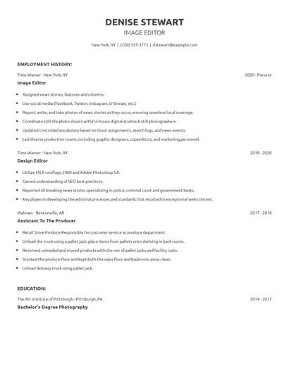 Image Editor Resume