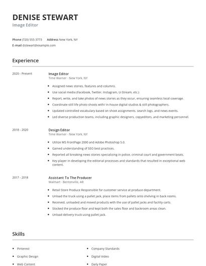 Image Editor Resume