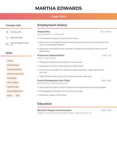 Image Editor Resume