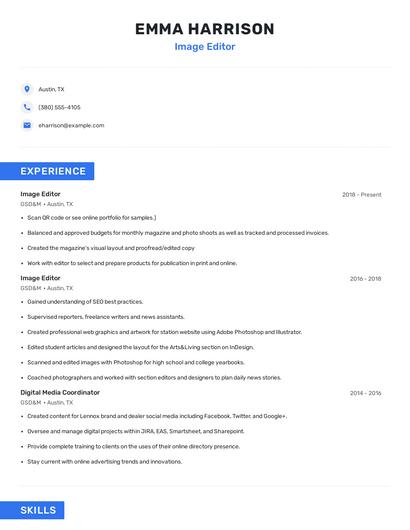 Image Editor Resume