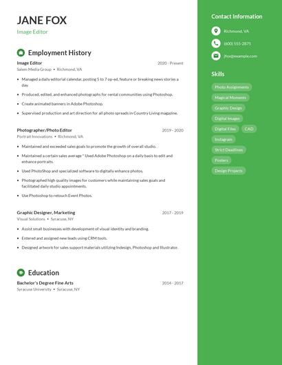 Image Editor Resume
