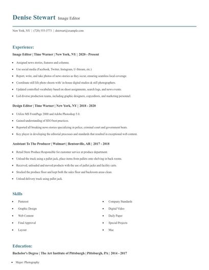 Image Editor Resume