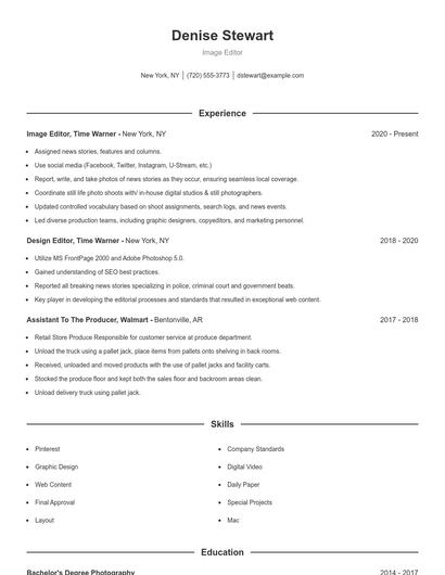 Image Editor Resume