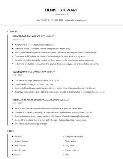 Image Editor Resume