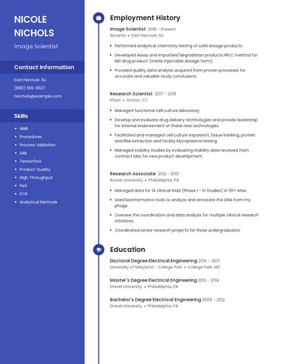 Image Scientist Resume