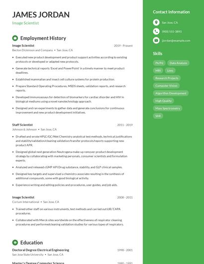 Image Scientist Resume