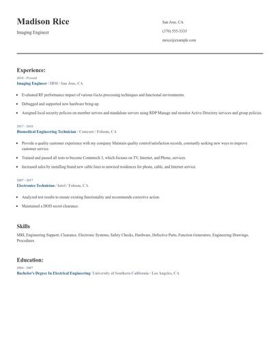Imaging Engineer Resume