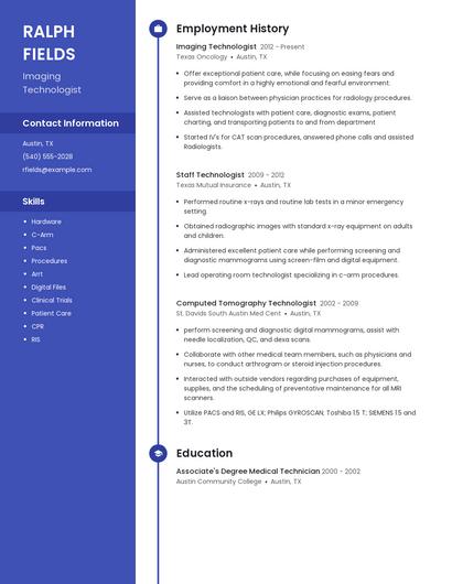 Imaging Technologist Resume