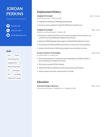 Imaging Technologist Resume