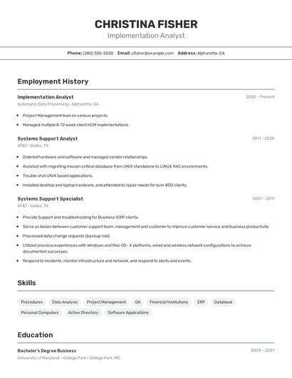 Resume example 2