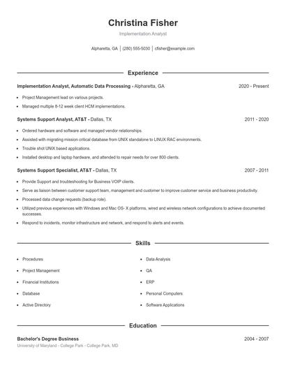 Resume example 1
