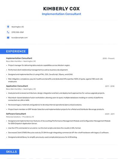 Implementation Consultant Resume