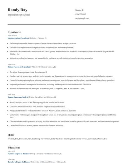 Implementation Consultant Resume