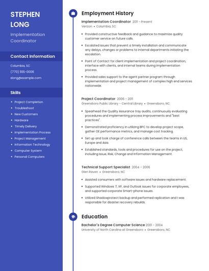 Implementation Coordinator Resume