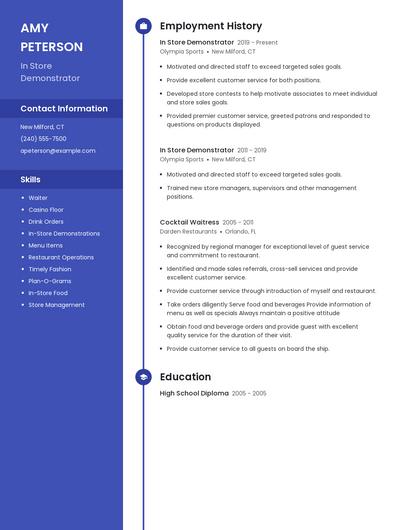 In Store Demonstrator Resume