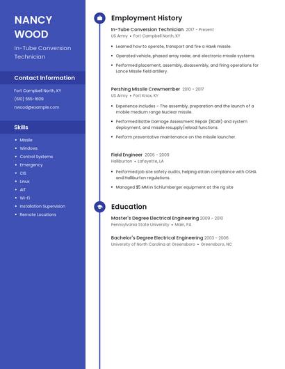 In-Tube Conversion Technician Resume