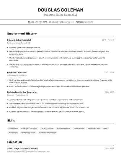 Resume example 2