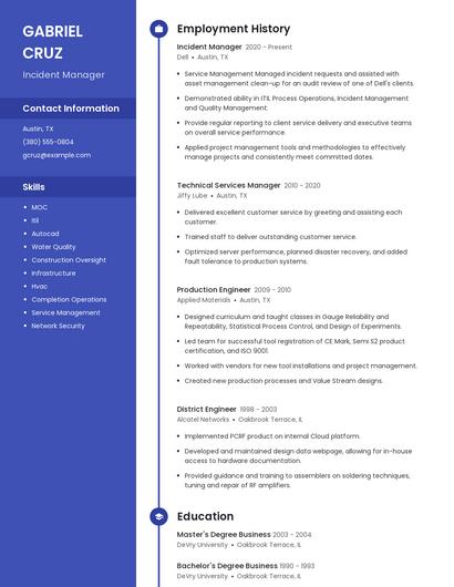 Incident Manager Resume