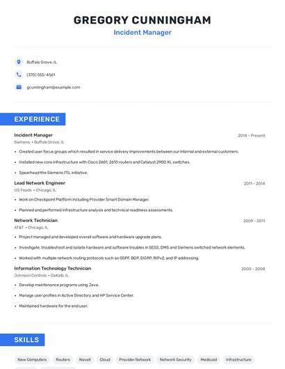 Incident Manager Resume