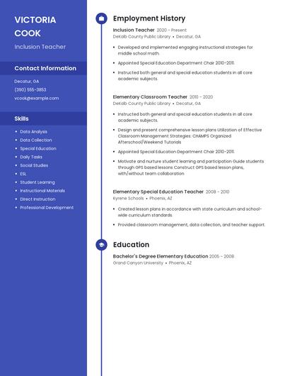 Inclusion Teacher Resume