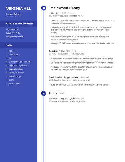 Index Editor Resume