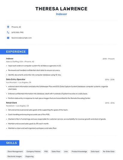 Indexer Resume