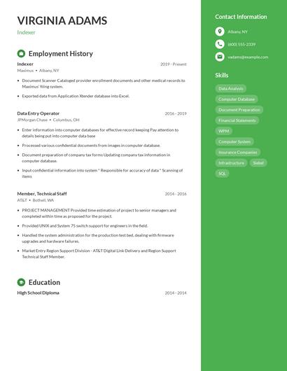 Indexer Resume