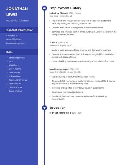 Industrial Cleaner Resume