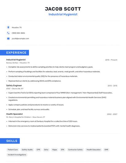 Industrial Hygienist Resume