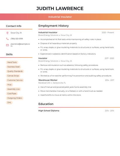 Industrial Insulator Resume