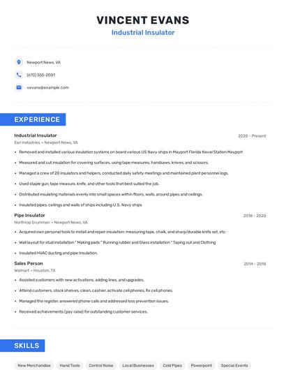 Industrial Insulator Resume