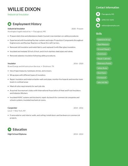 Industrial Insulator Resume