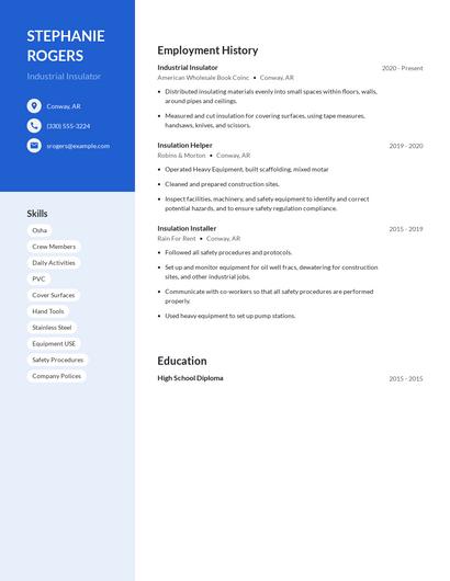 Industrial Insulator Resume